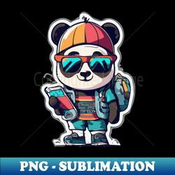 Panda in Clothing with Backpack - Unique Sublimation PNG Download - Perfect for Sublimation Art