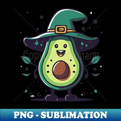 Happy Kawaii Avocado with a Green Halloween Witch Hat - Special Edition Sublimation PNG File - Create with Confidence