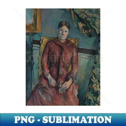 Madame Cezanne in a Red Dress by Paul Cezanne - High-Quality PNG Sublimation Download - Perfect for Sublimation Mastery