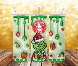 3D The Grinch Christmas 20 Oz Skinny Tumbler Png, Grinch Png, Christmas 20oz Tumbler Wrap, Grinch Christmas Movies Png