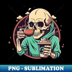 SKULL COFFEE - Retro PNG Sublimation Digital Download - Create with Confidence