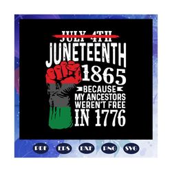 July 4th Juneteenth 1865 Because My Ancestors Svg, Black Woman Svg, Black Power Svg, Black Month, Black Pride Svg, Black