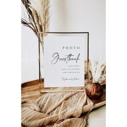 Minimalist Wedding Photo Guestbook Sign, Guestbook Sign, Printable Modern Wedding Guestbook Template, Calligraphy Editab
