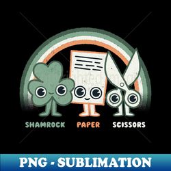 Shamrock Paper Scissors - St Pattys Day Funny Kids Game - Vintage Sublimation PNG Download - Transform Your Sublimation Creations