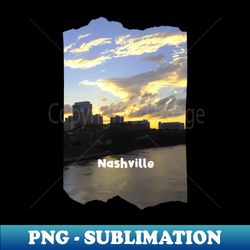 Cool sunset photography of Nashville Tennessee skyline sunset sky USA city break - Decorative Sublimation PNG File - Perfect for Sublimation Mastery