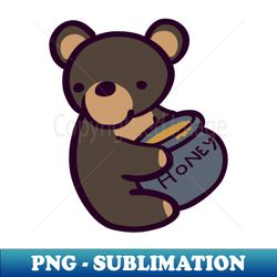 Cute Cartoon Bear with Honey - Artistic Sublimation Digital File - Enhance Your Apparel with Stunning Detail