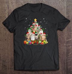 cats santa hat christmas tree tshirt