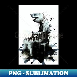 Shark Playing Chess - Sublimation-Ready PNG File - Bold & Eye-catching