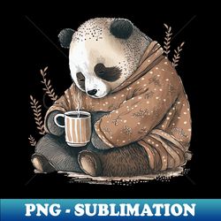 cute sleepy bear drinking coffee - png transparent sublimation design - vibrant and eye-catching typography