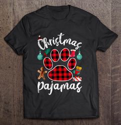 Christmas Pajama Plaid Paw Dog T-shirt