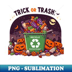 Trick or Trash Recycle Responsibly - High-Resolution PNG Sublimation File - Add a Festive Touch to Every Day