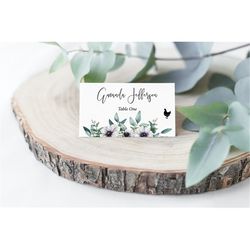 Eucalyptus Place Card Template, EDITABLE, Printable Place Cards, Greenery Seating Card, Name Card, Bridal, Baby Shower,