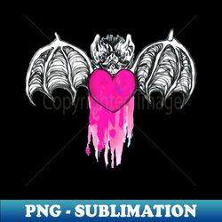 Bleeding Heart Bat - PNG Transparent Sublimation Design - Unleash Your Inner Rebellion