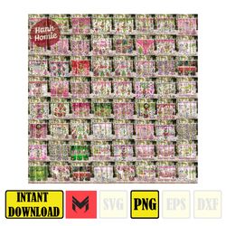 Bundle 50 3D Inflated Pink Christmas 20 Oz Skinny Tumbler, Santa Claus Png, Pink Xmas 20oz Tumbler Wrap, Christmas Movie