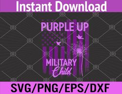 Purple Up For Military Child Month Dandelion Sparkle Flag Svg, Eps, Png, Dxf, Digital Download