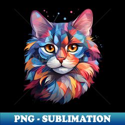 Colorful Geometric Cat - Trendy Sublimation Digital Download - Create with Confidence