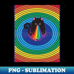 Black cat throw up rainbow - Professional Sublimation Digital Download - Create with Confidence