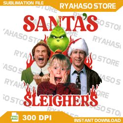 Santas Sleighers PNG, Christmas Png, Christmas Movie Character Png, Christmas Characters ELF Grinch Clark Griswold