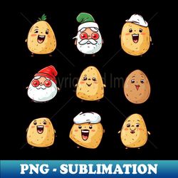 Potatoes and Christmas hats - Instant Sublimation Digital Download - Spice Up Your Sublimation Projects