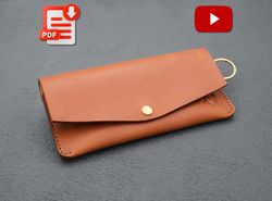 snap long leather wallet pattern, slim and sleek design, diy wallet template, leather crafting, leather working pdf