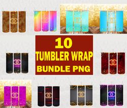 10 Tumbler Chanel Bundle Design Png, Chanel Tumbler Wrap, Sublimation Designs Downloads, Instant Download