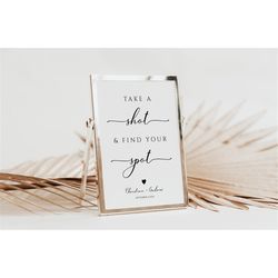 Take A Shot Sign, Printable Modern Take a Shot  Find Your Spot Sign, Minimalist Take a Drink Seating Sign, Simple, Edita