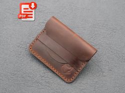 Folding Card Holder Pattern, DIY Card Wallet Pdf, Leather Crafting Project, Credit Card Holder, Slim Wallet Template Pdf