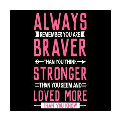 Always Remember You are Braver Svg, Trending Svg, Braver Svg, Brave Svg, Strong Svg, Love Svg, , Stronger Svg, Lover Svg