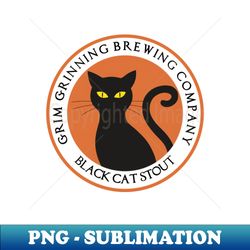 Black Cat Stout Grim Grinning Brewing Company - PNG Transparent Sublimation File - Bring Your Designs to Life