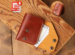 Minimalist Snap wallet pattern, Minimalist leather pattern, wallet card holder pdf, Leather Template, Slim Wallet Patter