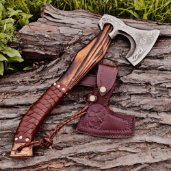 christmas gift custom handmade forged engraved carbon steel viking hatchet tomahawk hunting axe