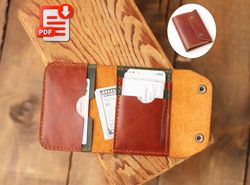 snap leather wallet pattern, leather template pdf, card holder template, minimalist wallet pdf, short wallet pattern pdf