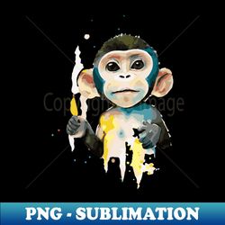Colorful Watercolor Painting of a Charming Baby Monkey - Professional Sublimation Digital Download - Perfect for Personalization