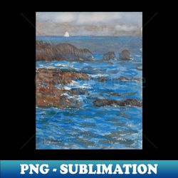 Cliffs and Sea Appeldore by Childe Hassam - Elegant Sublimation PNG Download - Create with Confidence