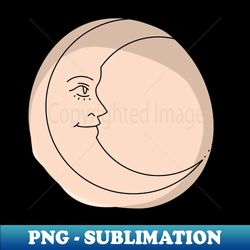Boho Moon artwork fine line drawing - Retro PNG Sublimation Digital Download - Stunning Sublimation Graphics