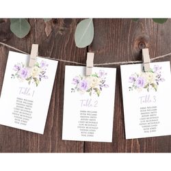 Lavender Rose Seating Chart Small Pages, EDITABLE, Boho Find Your Seat Cards, DIY Pretty Flowers Printable Plan Template