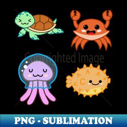 Sea Creatures - PNG Transparent Sublimation Design - Enhance Your Apparel with Stunning Detail
