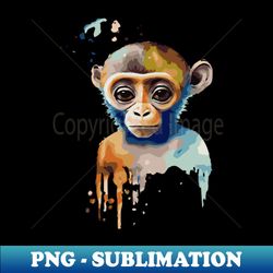 Cute Baby Monkey Watercolor Art - Digital Sublimation Download File - Enhance Your Apparel with Stunning Detail