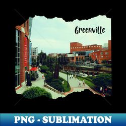 Photo of Greenville South Carolina skyline blue sky sunset USA city break - Instant PNG Sublimation Download - Enhance Your Apparel with Stunning Detail