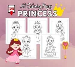Princess Coloring Pages for Kids | Princess Coloring Sheets for Girls | Variety of Printable Princess - Instant Digital