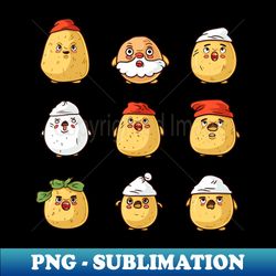 Potatoes and Christmas hats - PNG Transparent Digital Download File for Sublimation - Revolutionize Your Designs