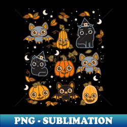 Cats Bats and Pumpkins Halloween Pattern - PNG Sublimation Digital Download - Boost Your Success with this Inspirational PNG Download