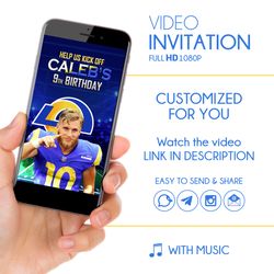Football Birthday Video Invitation, Personalized NFL Party Invite, Animated Invite LA Rams