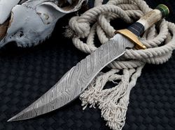 Handmade Damascus Bowie Knife Hand Forged Skinner Hunting Knife Camp Fixed Blade