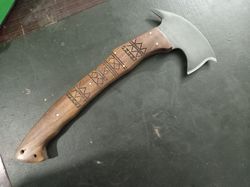 Custom Handmade high Carbon Steel Fixed Blade Axe Knife in roose wood Handle