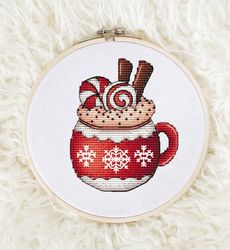 Christmas Cross stitch pattern PDF, Christmas Cup Cross Stitch, Winter Embroidery Digital Pattern PDF