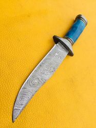 CUSTOM HAND MADE DAMASCUS STEEL FIX BLADE BOWING KNIVE