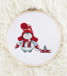 Christmas snowman Cross stitch pattern PDF, Snowman Cross stitch pattern, Winter Cross stitch pattern