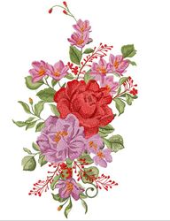 Machine embroidery design Heart roses artistic surface
