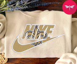 NIKE NFL New Orleans Saints Logo Embroidered Sweatshirt, NIKE NFL Sport Embroidered Sweatshirt, NFL Embroidered Shirt